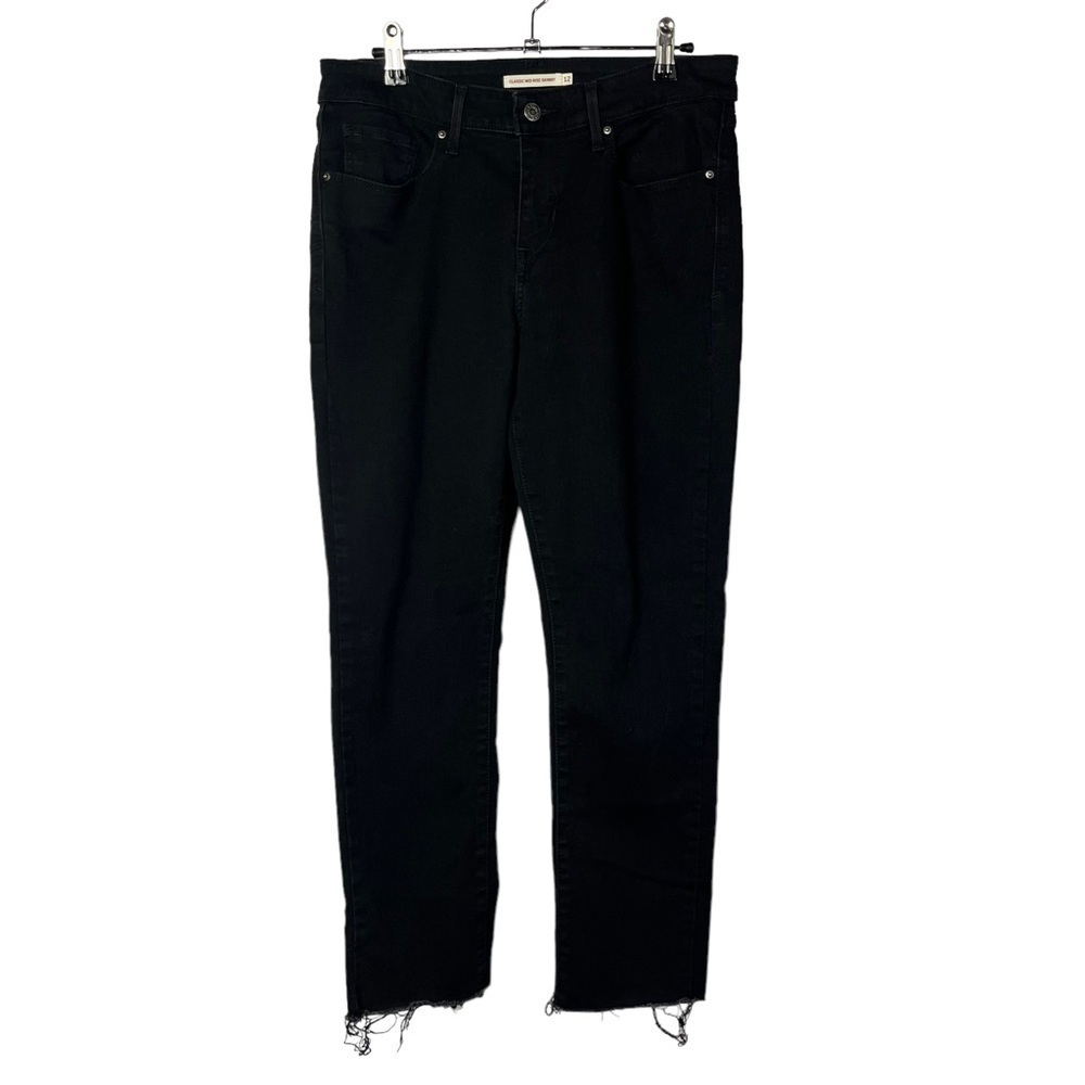 Levi's Classic Mid Rise Skinny Raw Hem Black Jeans 12